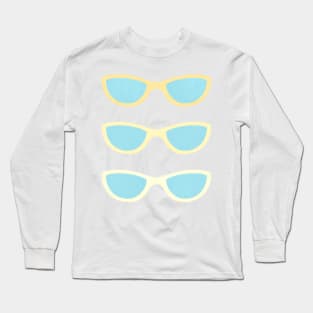 Blue and yellow retro sunglasses Long Sleeve T-Shirt